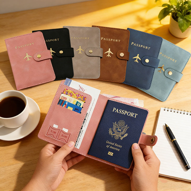 Travel Accessories Plane - Leather Passport Holder Covers Case for